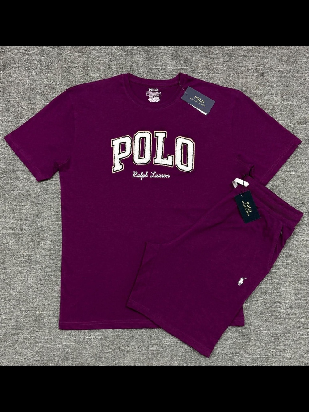 Polo by Ralph Lauren Men's Athletic Short Set in Deep Purple with White Logo